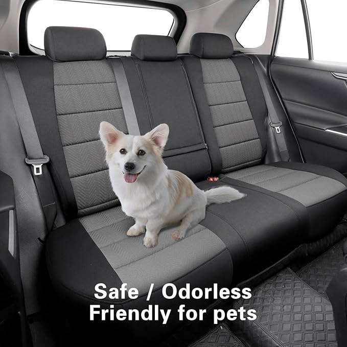 coverdream Rav4 Seat Covers Custom Fit for 2019-2024 2025 Toyota Rav4 LE,XLE,XLE Premium,Limited,Full Coverage Polyester Car Seat Protector(Full Set,Black & Gray)