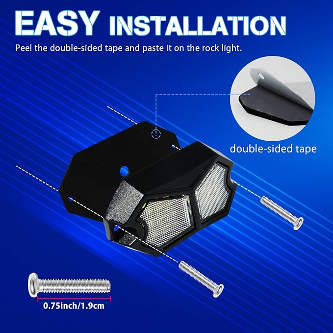 Led Rock Lights Blue 4 Pods 18LEDs 210 Degree Wide Angle IP68 Waterproof Aluminum Housing Underglow Underbody Lights 12V 24V for Truck UTV ATV Camper (4 Pods, Blue)