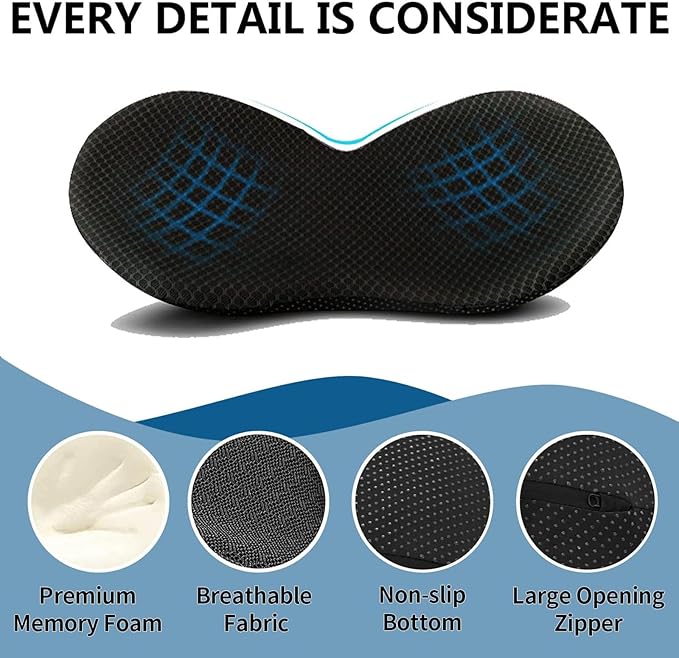 Car Seat Cushion for Ford Mustang 2000-2024, Four Seasons Universal Memory Foam Breathable Non Slip Auto Wedge Seat Pad Sciatica & Lower Back Pain Relief for Driving,Red