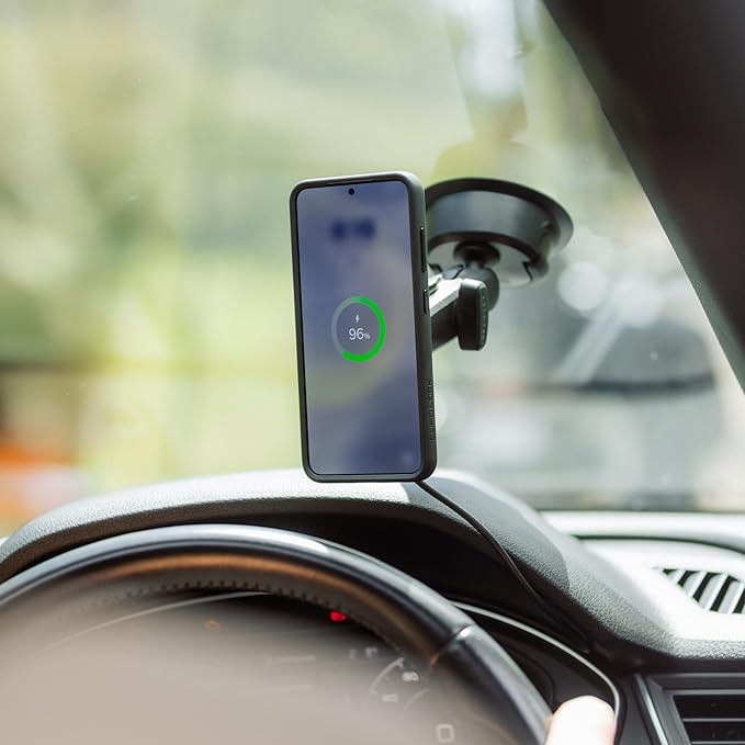Quad Lock Heavy Duty Suction Car Phone Mount with MAG Phone Case and MAG Wireless Charging Head for iPhone XR
