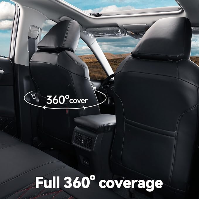 coverdream 2026 Rav4 Seat Covers Custom Fit for 2026 Toyota Rav4 Hybrid (Woodland/Limited) SUV,Full Set Luxury Waterproof Leather Car Seat Protector