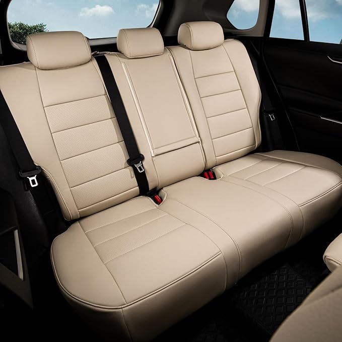 coverdream Rav4 Seat Covers Custom Fit for Toyota Rav4 2013-2018 LE SUV Seat Cushion,Fully Covered,Waterproof Leather Car Seat Protector(Full Set,Beige)