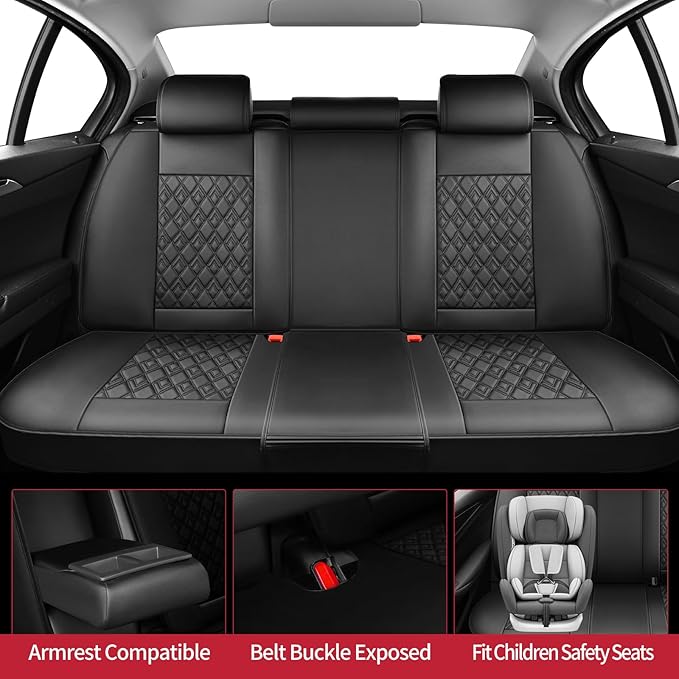 Fit 4Runner Car Seat Covers (5 Seats) for Select Toyota 4Runner 2003-2024 2025 2026 - Full Coverage Leather,Airbag Compatible, Waterproof & All Weather Seat Cushion Protector,Full Set,Black