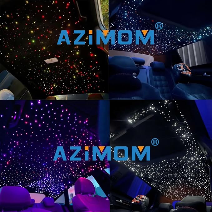 AZIMOM 6LED Colorful Fiber Optic Starlight Headliner Kits 240pcs*0.03in*9.8ft Fiber Strands APP& Remote Control Mix Color Chase Timing Fiber Optic Star Light for Car Home Sky Star Decoration