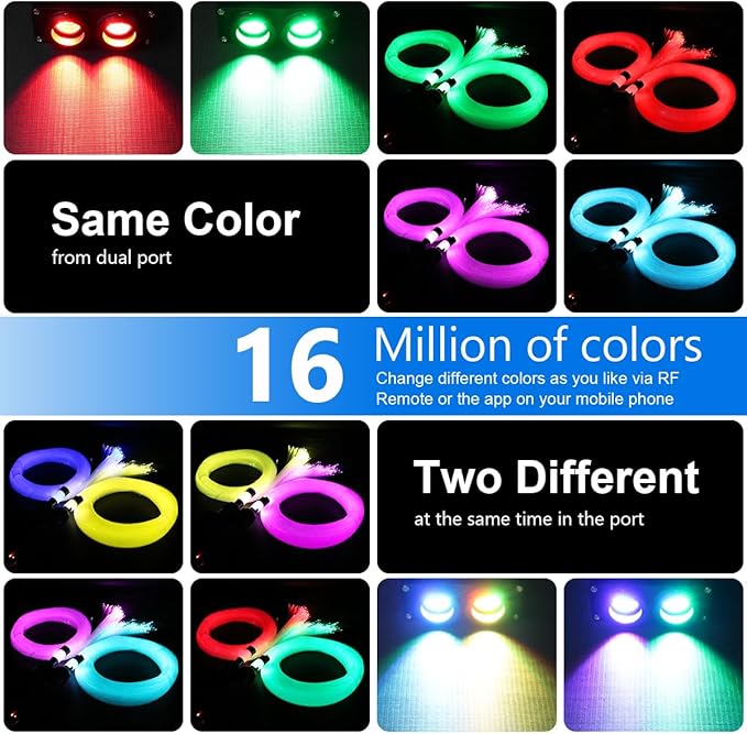 AZIMOM Dual Color 32W Sound-Activated 1300pcs Fiber Optic Starlight Headliner Kits 0.03in 13.1ft Fiber Strands APP/Bluetooth Remote Control Music Sensory Star Ceiling Home Car Roof Decor