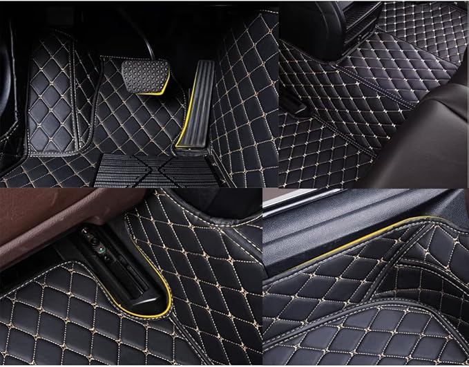 Custom Personalized Floor Mats for Cars，Luxury Full Coverage All Weather Car Floor Mats，Anti-Slip Leather Car Mat Set ，Custom Floor Mats for 99% of Cars, Trucks & SUVs (3D Orange and Black)