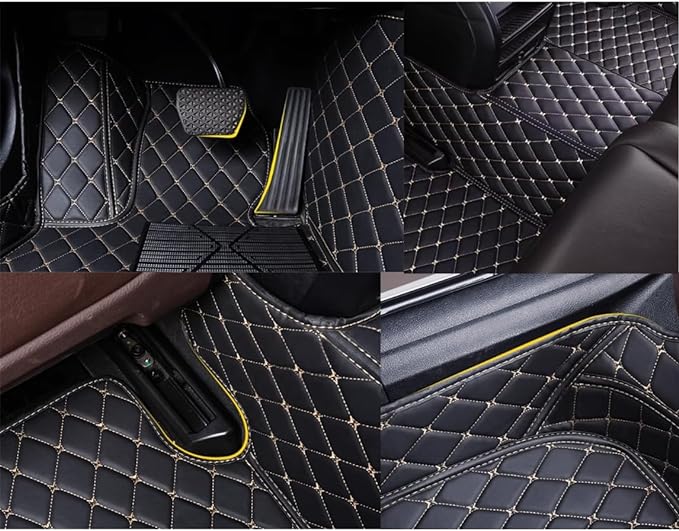 Custom Personalized Floor Mats for Cars，Luxury Full Coverage All Weather Car Floor Mats，Anti-Slip Leather Car Mat Set ，Custom Floor Mats for 99% of Cars, Trucks & SUVs (Streak Wine red)
