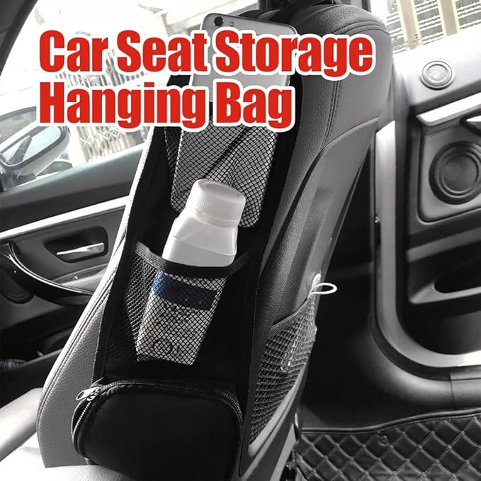 2PCS Car Seat Storage Hanging Bag, Multi-Pocket Seat Side Organizer, Car Multifunctional Storage Mesh Net Pocket Can Hold Mobile Phone, Wallet, Universal Car Accessories for Car (2PCS)