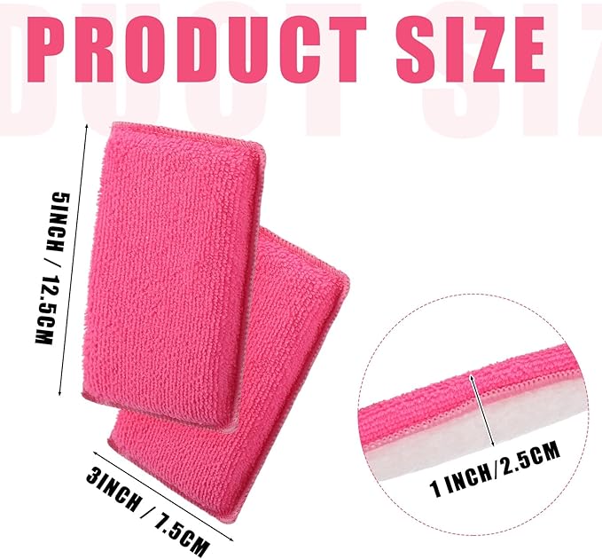 Mudder 8 Pcs Car Interior Scrubbing Sponge 5'' x 3'' Fiber Car Wax Applicator pad Household Cleaning Sponges for Leather Seat Couch Cleaning (Pink White)