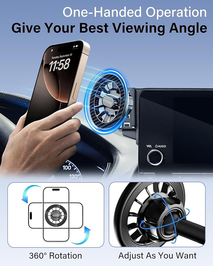Car Phone Holder for Honda Civic 2022 2023 2024 2025 2026 Accessories 7/9-Inch Screen Fixed Clip, Automobile Cradles Magnetic Phone Mount Compatible with MagSafe, Strong Magnets Cell Phone Base
