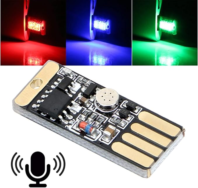 ICBEAMER USB RGB Multi-Color LED Night Light 1-Pack | Voice Control + 1 Touch Color Change, Universal Plug-in Miniature LED for Car Interior and Trunk Ambient Atmosphere