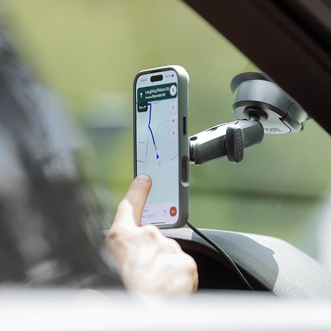 Quad Lock Heavy Duty Suction Car Phone Mount with MAG Phone Case and MAG Wireless Charging Head for iPhone 15 Plus
