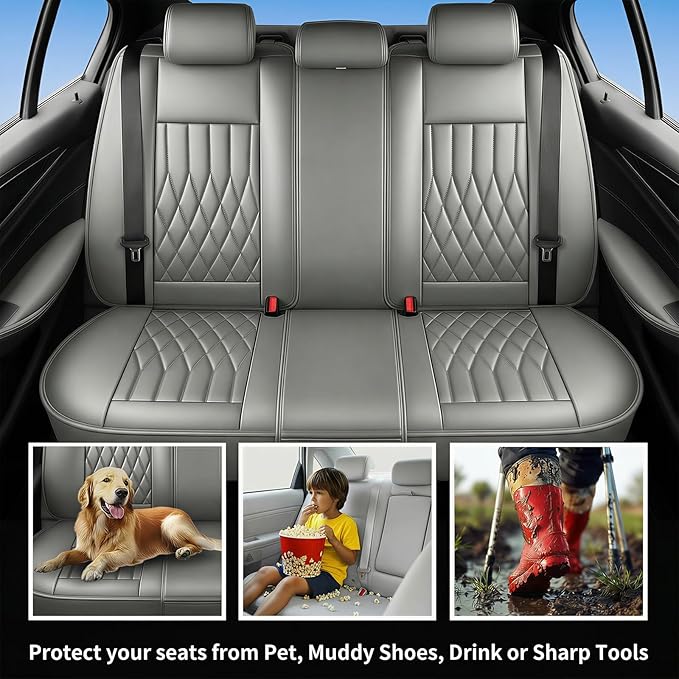 Fit for Sonata Car Seat Covers Compatible with Hyundai Sonata 2004-2026 - Waterproof Breathable Leather Automotive Seat Cushions Protector, Airbag Compatible, Only 2 Front seat Covers(Gray)