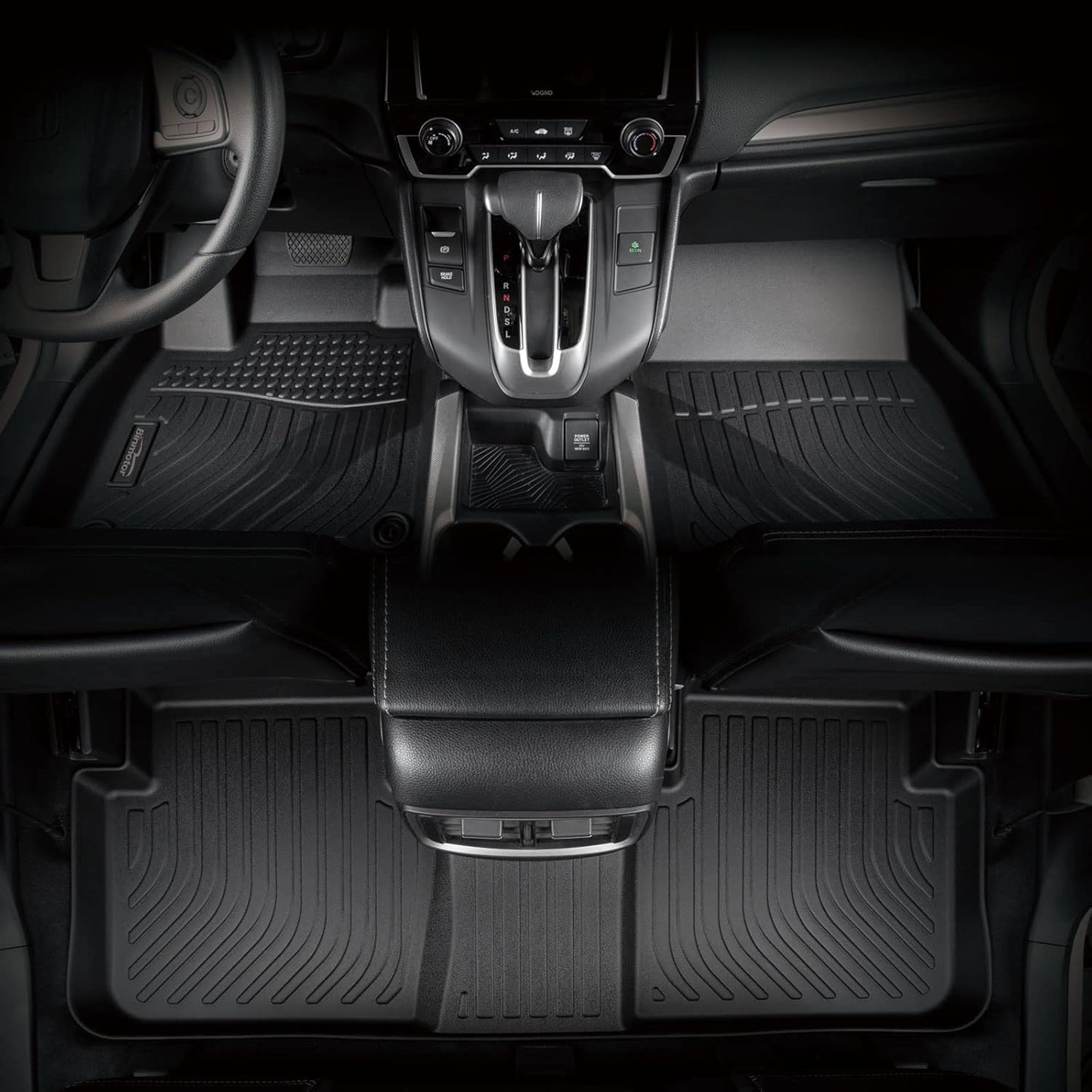 Binmotor-TPE Floor Mats for Toyota Highlander 2014-2019 7 & 8 Seats, All Weather Protection Heavy Duty Automotive Car Floor Liners, Full Set for Highlander Accessories Car Mats-Black