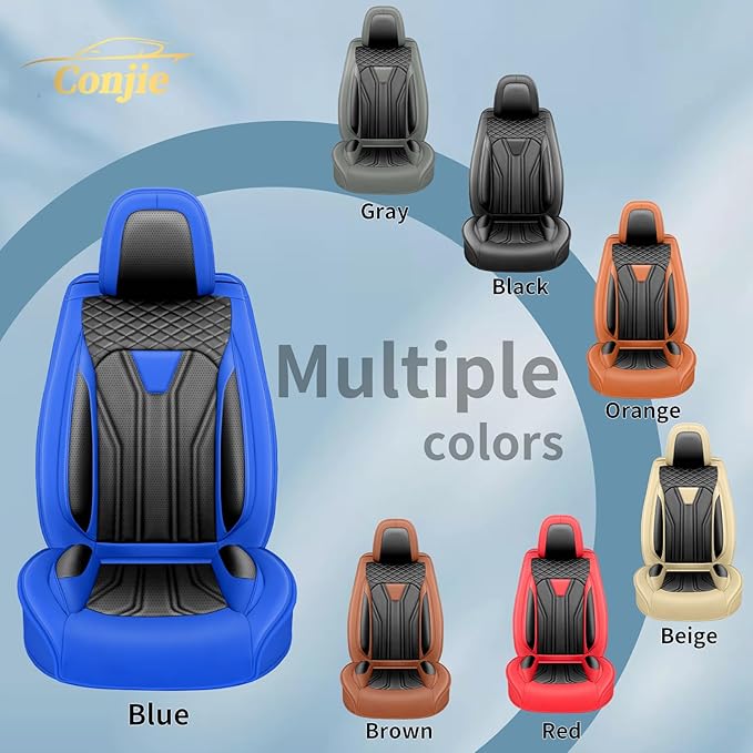 Fit Murano Car Seat Covers Compatible with Nissan Murano 2004-2025 2026 - Premium Leather， Waterproof Breathable， All-Weather Seat Cushion Protecto&Airbag Compatible (2 Front Seat Blue&Black)