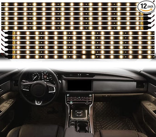 Warm White LED Strip Lights for Car BaishenglinMotor 12-Pack DC12V Waterproof 30CM/11.8"/1FT 5050 15-SMD LED Strip Underbody Light for Car Motorcycles Decoration Interior Exterior Strip Lights
