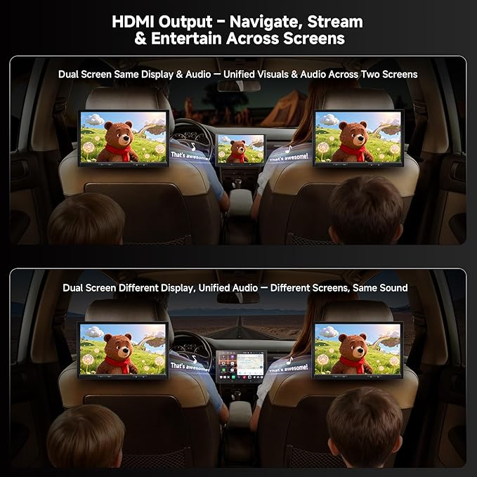 V10 10” QLED Android Double DIN Car Stereo with Car Karaoke, Pro DSP 4V Pre-Out, HDMI Out, aptX HD Bluetoth, 4G LTE, Wireless CarPlay & Android Auto, with 1080P Front Dash Cam & Backup Cam
