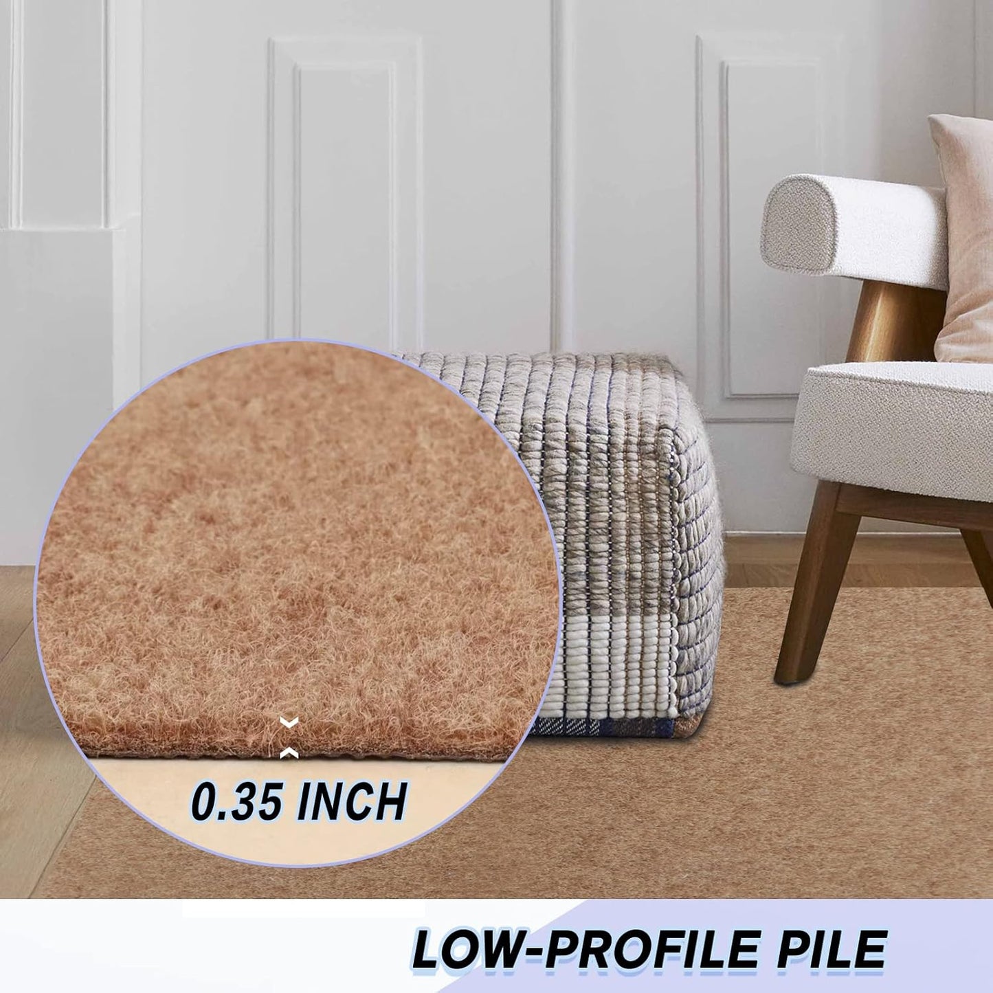 Custom Size Backed Non-Slip Area Rugs Runner, Easy Clean, Waterproof Runner Rugs for Hallway Entryway, Kitchen, Laundry, 4FT x 17FT, Beige