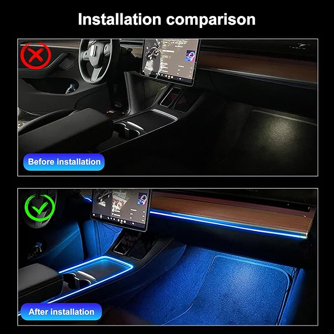 Car Ambient Lighting Kit 64 Colors Multicoloured Music Optic Fiber APP Control Car DIY Decorative Atmosphere Lighting DC 12V 1W 5m