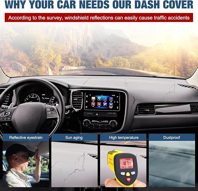 Dashboard Dash Cover Mat Carpet Compatible with 2015-2017 2018 2019 Hyundai Sonata