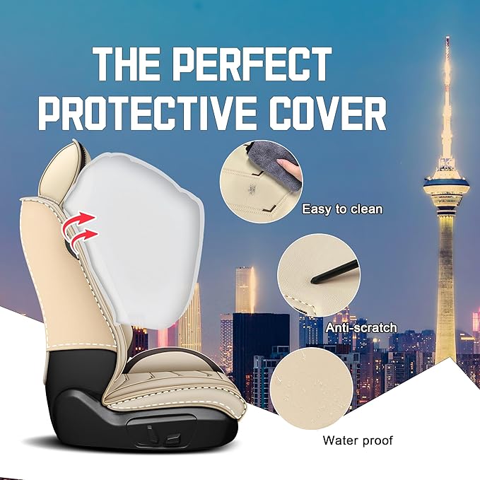 CTDS Car Seat Covers for Chevy Equinox 2005-2026, Stylish Sport Seat Cover, Premium Nappa Leather Car Seat Cover. Automobile Seat Covers Sets.(Luxury 2 Seats/Beige)