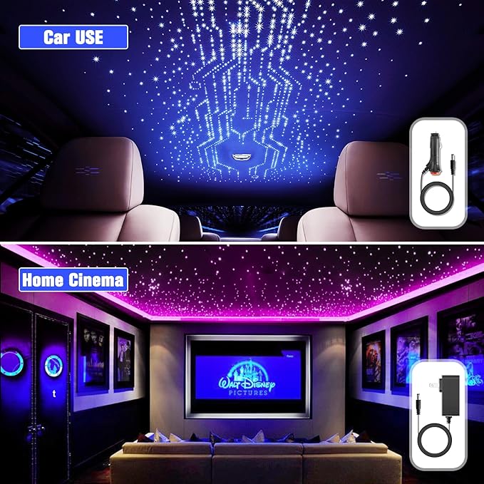 16W Starlight Headliner Kit, Star Lights for Car Roof&Home Decoration, Fiber Cable 400pcs*0.03in*9.8ft RGBW Star Light Headliner with Bluetooth APP/Remote Control/Music Mode