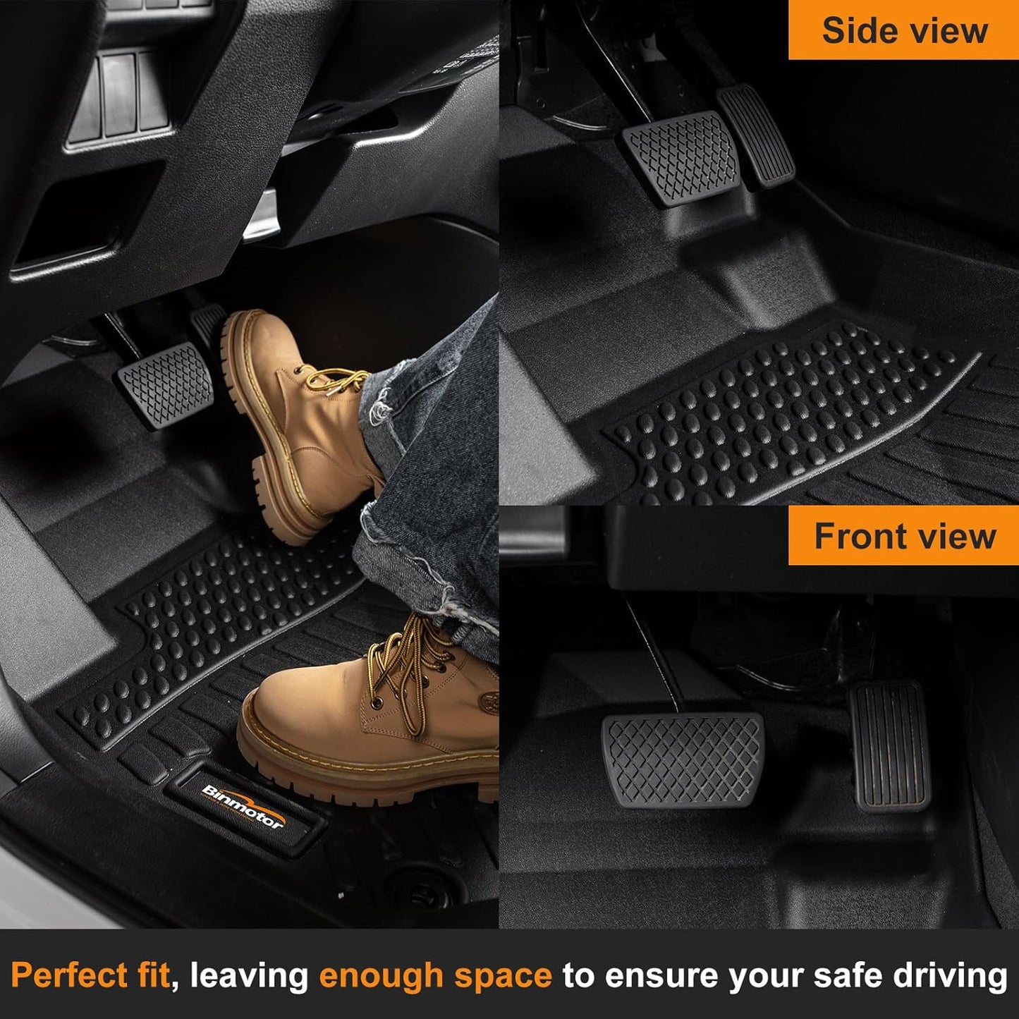 Binmotor-All Weather TPE Floor Mats for 2022-2024 2025 Ford Maverick(Not for Hybrid) & Bronco Sport 4-Door 2021-2024, Heavy Duty Protection Car Floor Liners, Full Set for Ford Maverick Accessories