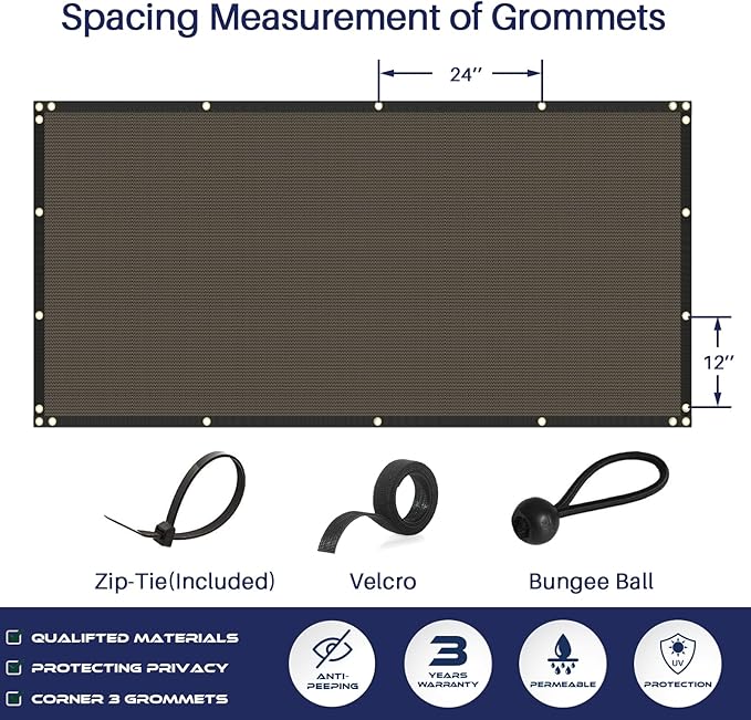 Windscreen4less Privacy Fence Screen Heavy Duty Windscreen Fencing Mesh Fabric Shade Net Cover with Brass Grommtes for Outdoor Wall Garden Yard Pool Deck, 8'x274' Brown