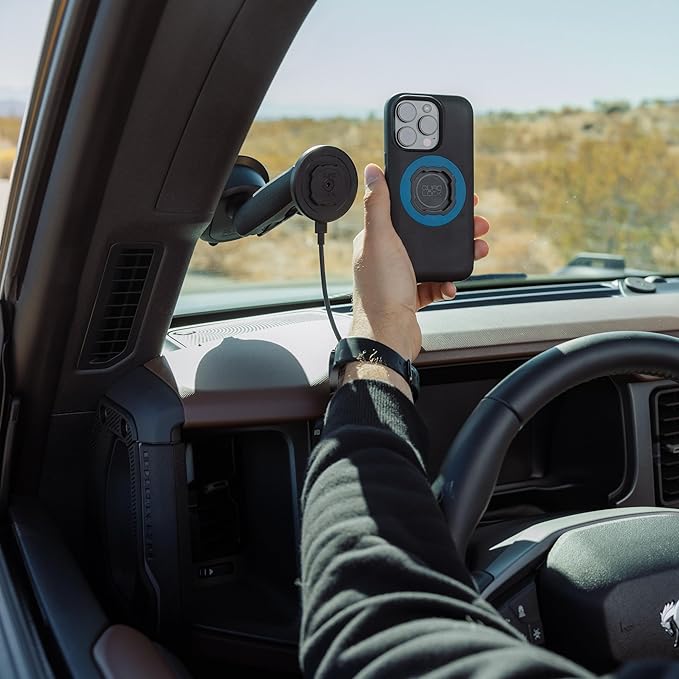 Quad Lock Heavy Duty Suction Car Phone Mount with MAG Phone Case and MAG Wireless Charging Head for iPhone 17 Pro