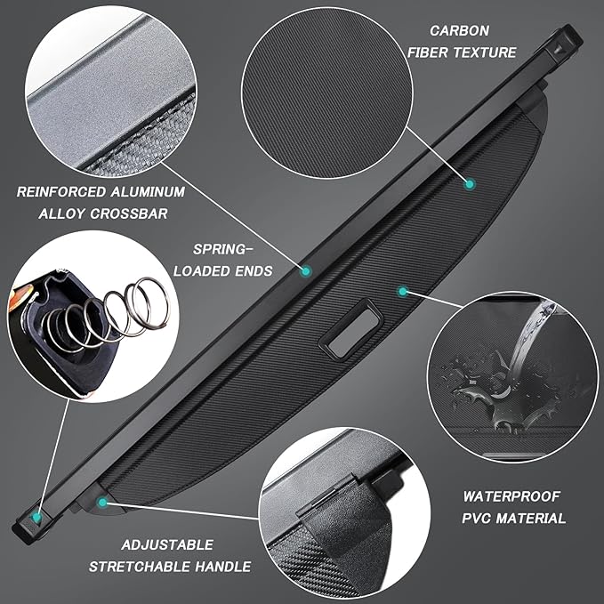 Cargo Cover for Mazda CX-50 CX50 2023 2024 2025 2026 Accessories Retractable Trunk Cover Security Shielding Shade Cargo Luggage Cover Trunk CX50 Privacy Protection (Carbon Fiber Texture)