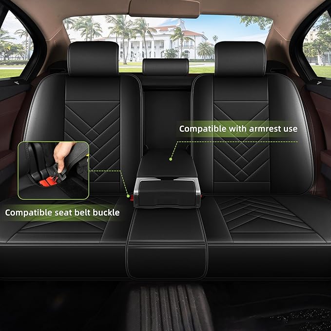AOMSAZTO Car Seat Cover for Chevrolet Chevy Trailblazer 2021-2024 2025 2026 Full Set: Waterproof Faux Leather Car Seat Protector - Interior Seat Covers Decoration Refresh Accessories - Black