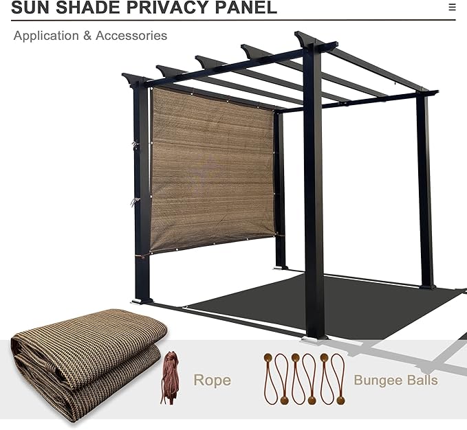 Alion Home Sun Shade Privacy Panel with Grommets and Hems on 4 Sides for Patio, Awning, Window, Pergola or Gazebo - Mocha Brown (12' x 12')