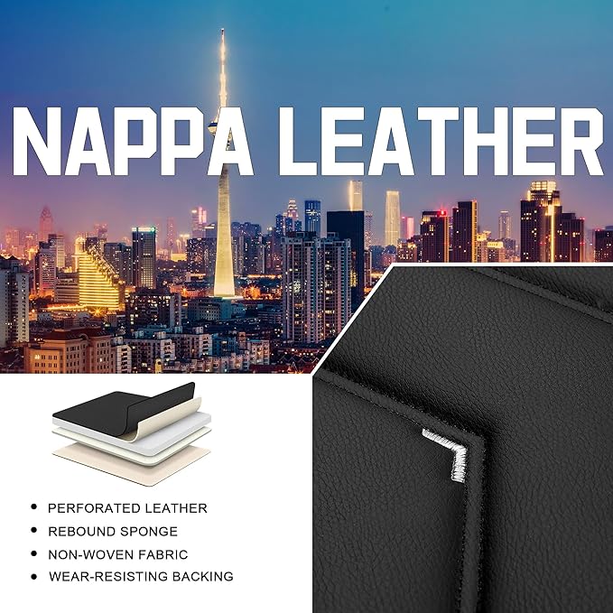 CTDS Car Seat Covers for Hyundai Kona 2018-2026, Stylish Sport Seat Cover, Premium Nappa Leather Car Seat Cover. Automobile Seat Covers Sets.(Standard 5 Seats/Black White)