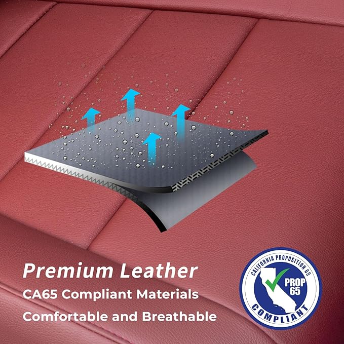 coverdream Rav4 Seat Covers Custom Fit for 2019-2025 Toyota RAV4 LE,XLE,XLE Premium,Limited SUV,Fully Covered,Luxury Waterproof Leather Car Seat Protector(Full Set,Wine Red)