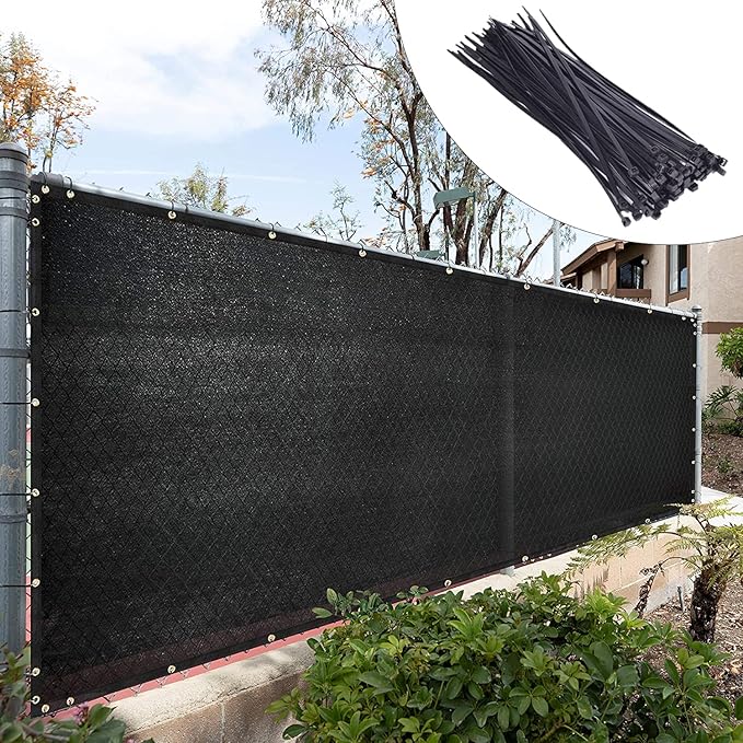Royal Shade Custom Size 5' x 84' Black Fence Privacy Screen Windscreen Cover Netting Mesh Fabric Cloth - Cable Zip Ties Included (We Make Custom Size)
