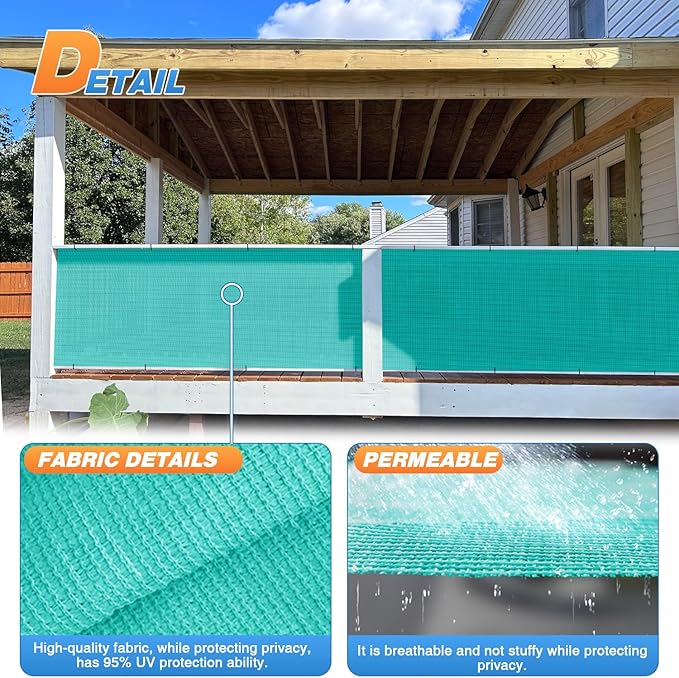 TANG Sun Shade Fabric Roll 8'x44' Shade Cloth for Garden Turquoise Green HDPE Mesh Shading Pergola Cover Replacement Canopy, 95% Blockage Sunshades for Outdoor Patio Backyard Plant