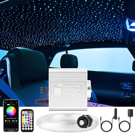 CHINLY 570pcs Starlight Headliner Kit,Twinkle Star Lights for Car Ceiling,APP Star Light Headliner Kit,Music Mode Starlights Headliner Kit,Fiber Optic Lights Star Light, (0.03in+0.04in+0.06in)*9.8ft
