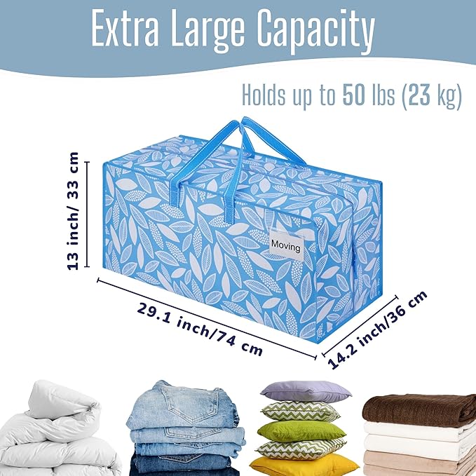 VENO 10 Pack Heavy Duty Moving Bags with Backpack Straps, Zippers & Handles, Extra Large Packing Bags for College Dorm Essentials, Moving Supplies Alternative to Cardboard Moving Boxes