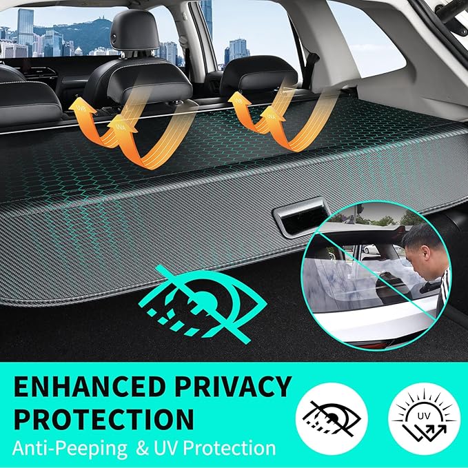 Tecoom Retractable Trunk Cargo Cover fit for Chevrolet Chevy Trax 2024, Rear Car Trunk Cover Accessories, Carbon Fiber Anti-Peeping Security Shade Luggage Privacy Screen