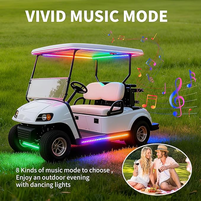 Golf Cart Lights underglow Light kit/Accessories Lighting/Wheel Lights/led Lights underbody/Remote, Music Sync, IP67 Waterproof for EZGO/Yamaha/Club Car (4Pcs)