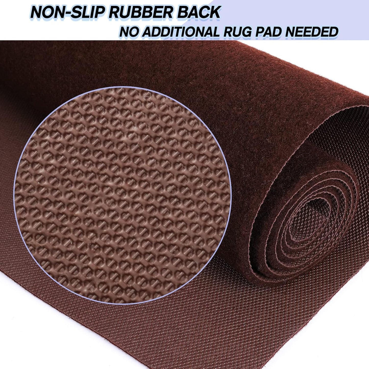 Custom Size Backed Non-Slip Area Rugs Runner, Easy Clean, Waterproof Runner Rugs for Hallway Entryway, Kitchen, Laundry, 2FT x 13FT, Brown