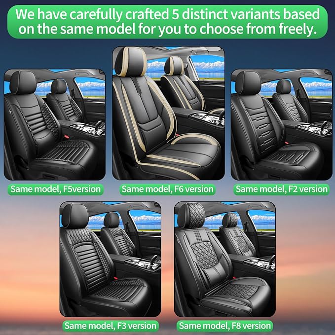 Fit Yaris Car Seat Covers for Toyota Yaris 2008-2018 2019 2020-Upgraded Premium Waterproof & Breathable Leather,Airbag Compatible,All-Weather Seat Cushion Protector,Full Set,Black-Beige