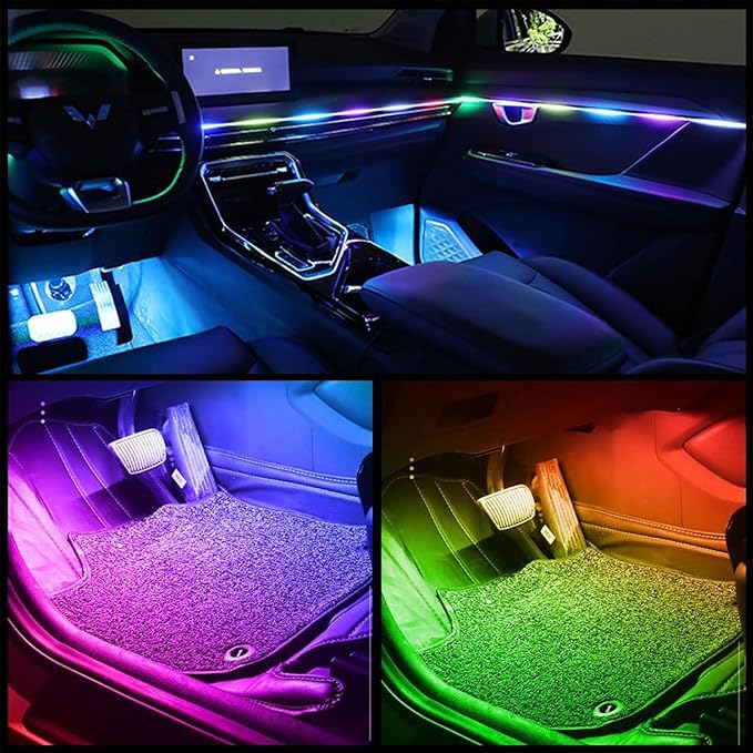 Dynamic RGB Interior Light Kit, Led Lights for Car with Dynamic Color Chasing, Adjustable Brightness for Lnterior Into A Dynamic and Colorful Space (1 Kit)
