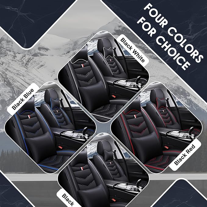 Car Seat Cover 2 Seats for Chevrolet Camaro 2000-2024, Durable Wear Resistant Waterproof Vehicle Cushion Covers, Breathable No Odor Premium Leather Vehicle Seat Covers.(Luxury,Black White)