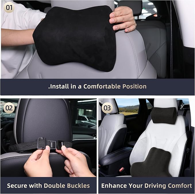 Car Neck & Lumbar Support Pillow Set for Toyota 4Runner, Soft Memory Foam Headrest & Back Cushion, Ergonomic Comfortable Seat Support for Daily Driving and Long Trips Car Interior Accessories