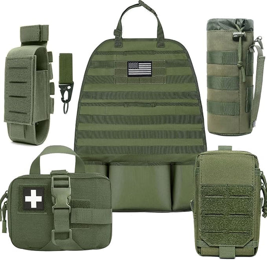 Upgrade 1000D Molle Seat Back Organizer with Pouches, Tactical Molle Vehicle Panel Car Seat Cover Protector Seat Back Organizers