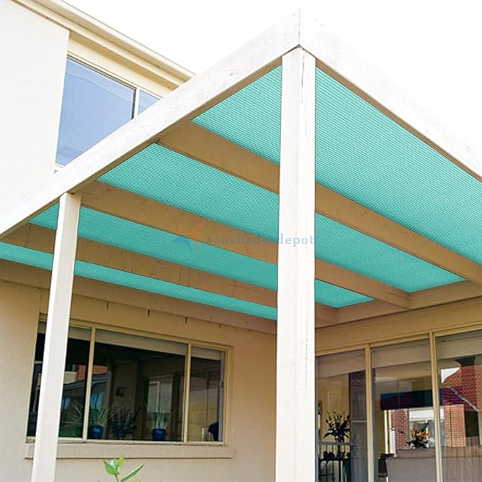 TANG Sun Shade Fabric Roll 8'x2' Shade Cloth for Garden Turquoise Green HDPE Mesh Shading Pergola Cover Replacement Canopy, 95% Blockage Sunshades for Outdoor Patio Backyard Plant