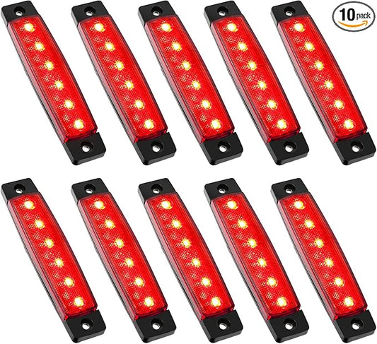 PSEQT 10 Pcs LED Rock Strip Lights Car Underglow Wheel Fender Well Lighting Kits Waterproof for Golf Cart Wrangler Offroad Truck RV UTV ATV Snowmobile (Red)