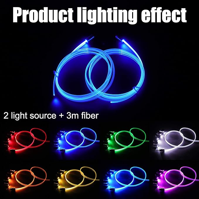 3 m Optic Fiber Car Ambient Lighting Kit Bluetooth App Control 64 Colors Multicoloured Music Interior Lighting Kit 12V 1W