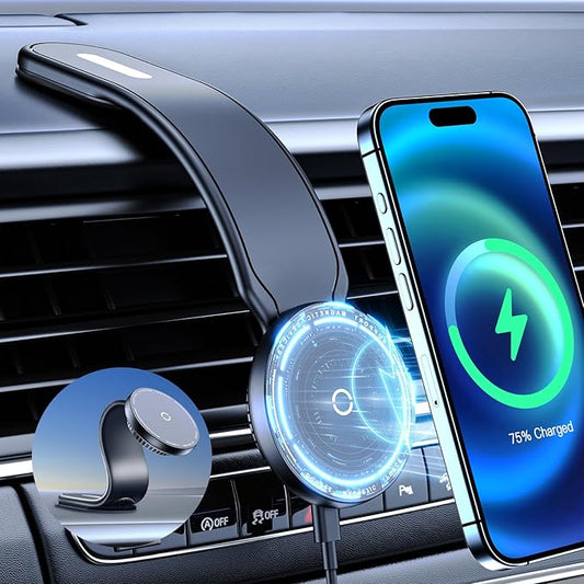 This Hill for 15W Magnetic Car Mount Charger, Aluminum Alloy Material can be Folded Repeatedly, Magnetic Wireless Fast Charging for Car Dashboard/Windshield, Suitable for iPhone 17 16 15 14 13 Series